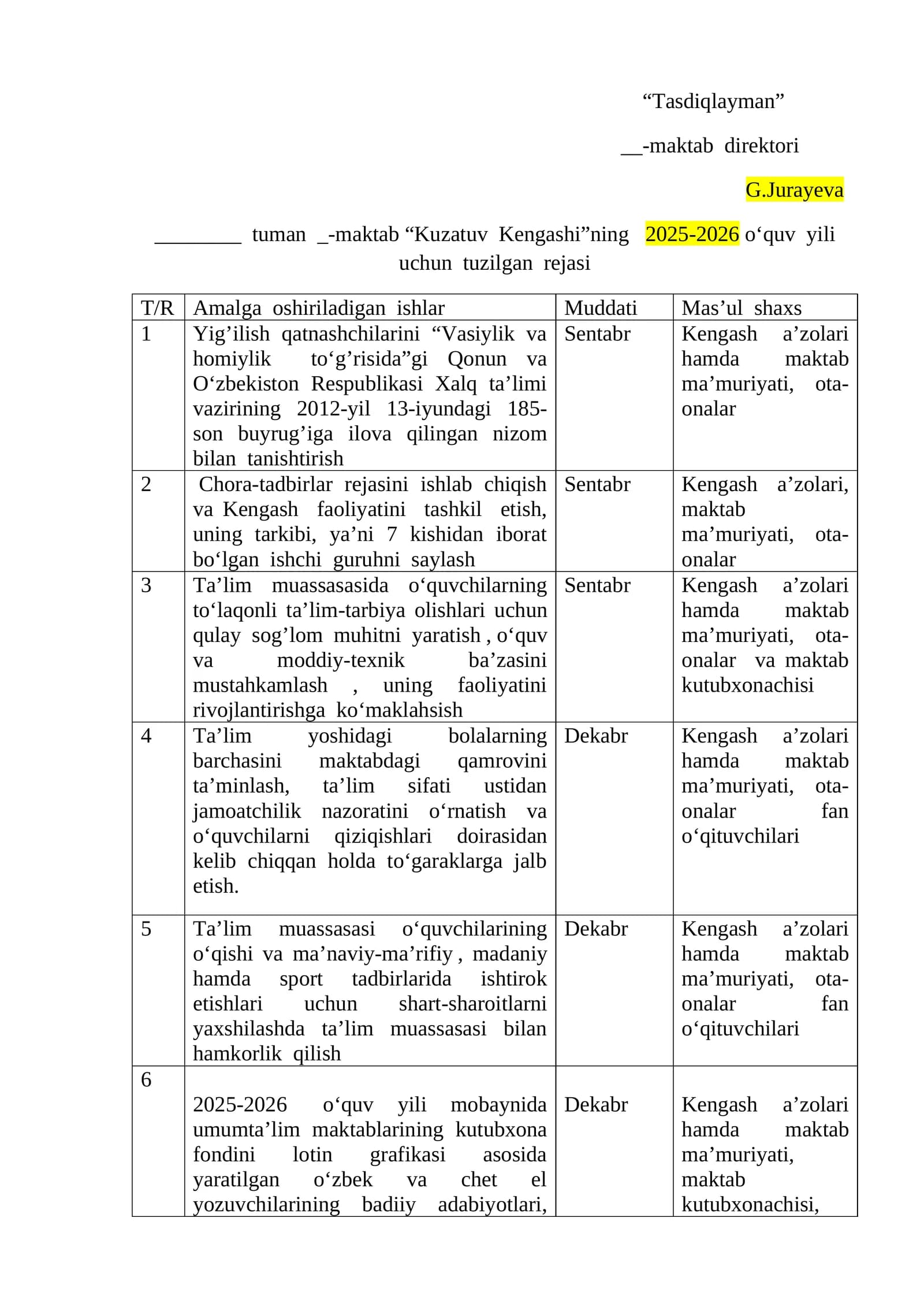 maktab “Kuzatuv  Kengashi”