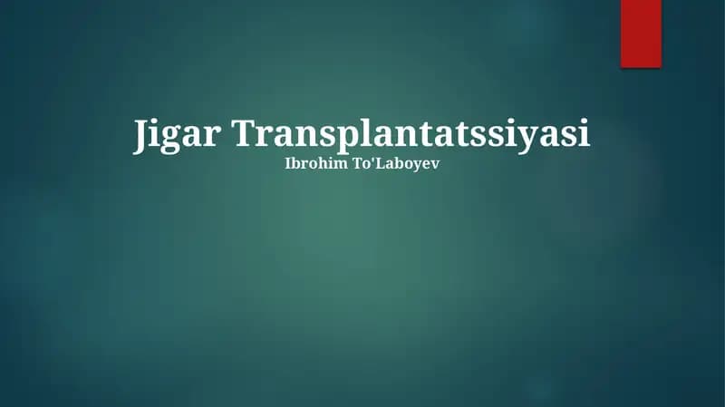 Jigar Transplantatssiyasi