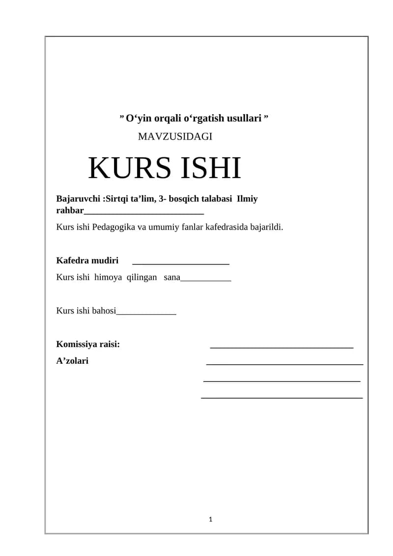 Oʻyin orqali oʻrgatish usullari
