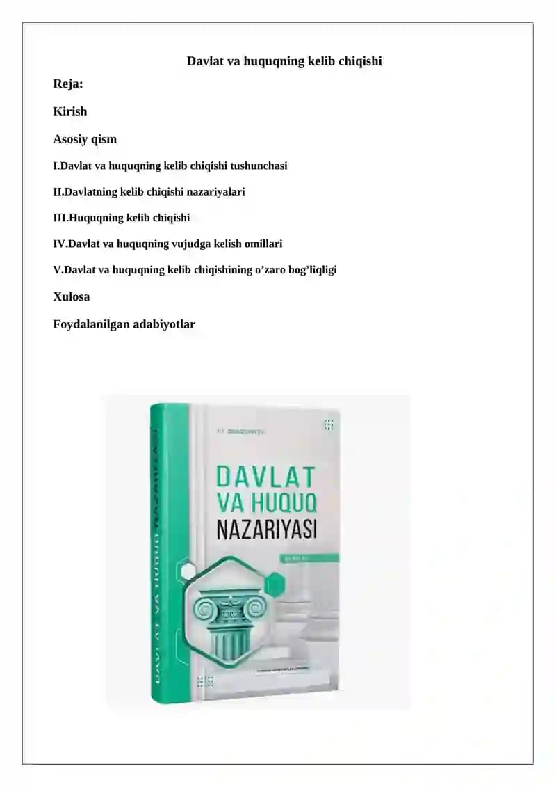 Davlat va huquqning kelib chiqishi