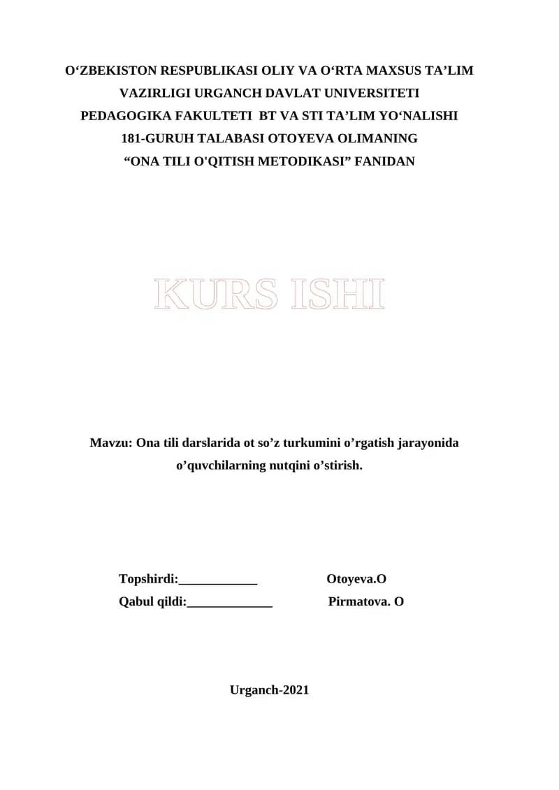 Ona tili o'qitish metodikasi