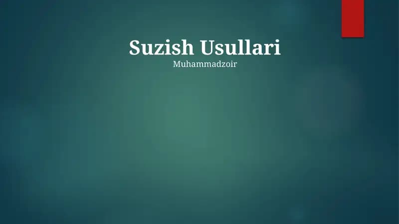 Suzish Usullari