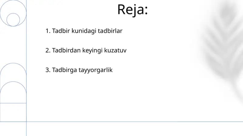 Tadbir kunidagi tadbirlar