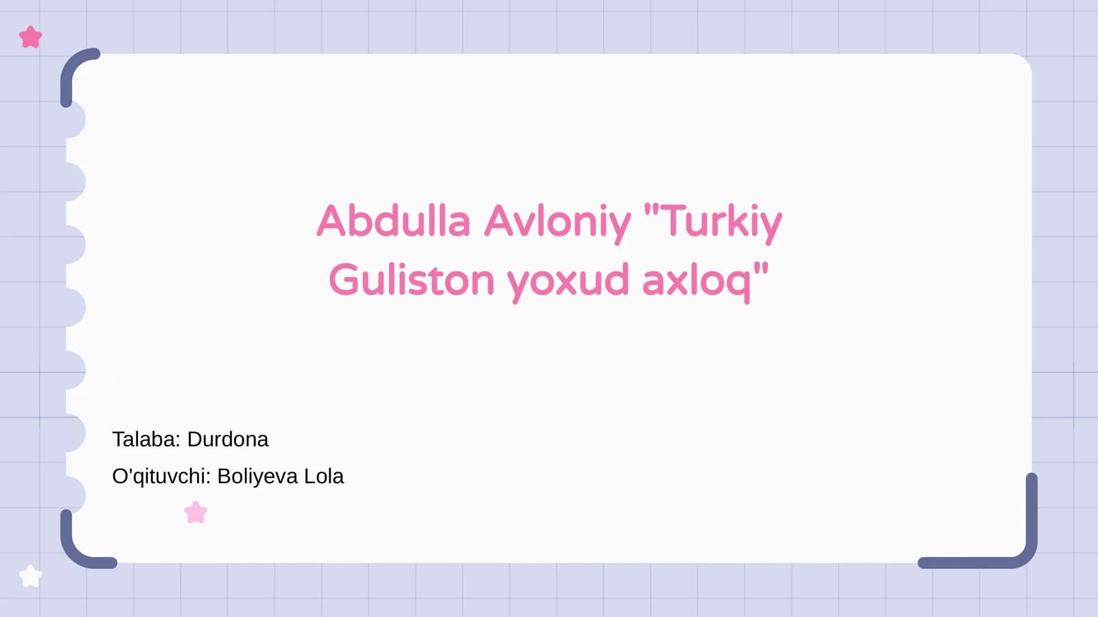 Abdulla Avloniy "Turkiy Guliston yoxud axloq"