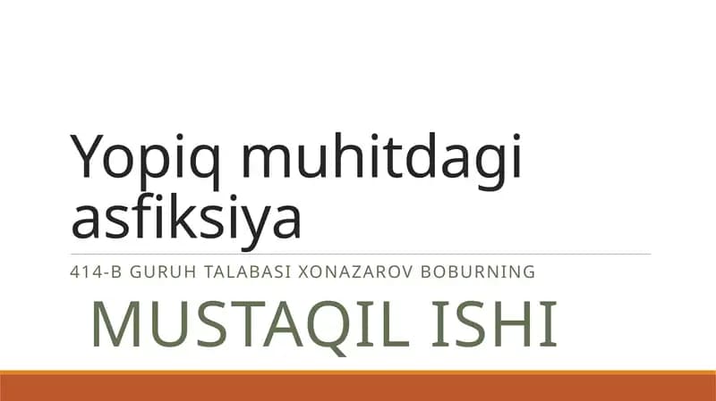 Yopiq muhitdagi asfiksiya