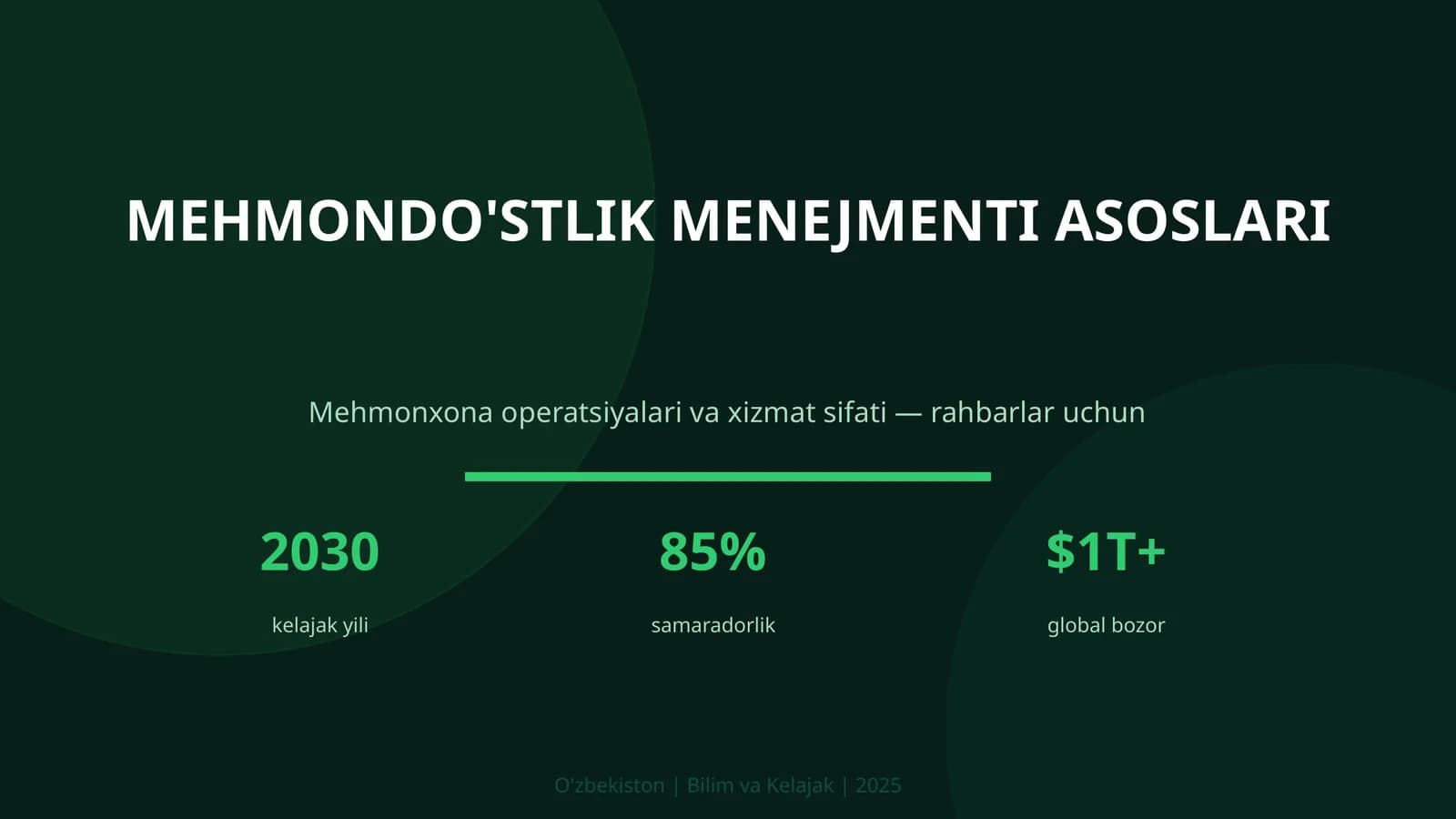 MEHMONDO'STLIK MENEJMENTI ASOSLARI