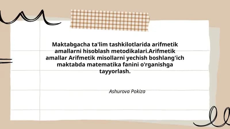 Arifmetik amallarni hisoblash metodikalari