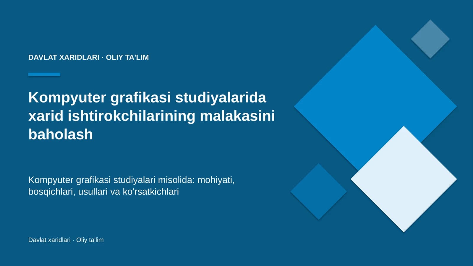 Kompyuter grafikasi studiyalarida xarid ishtirokchilarining malakasini baholash
