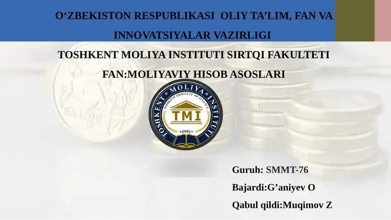 Moliyaviy Hisob Asoslari