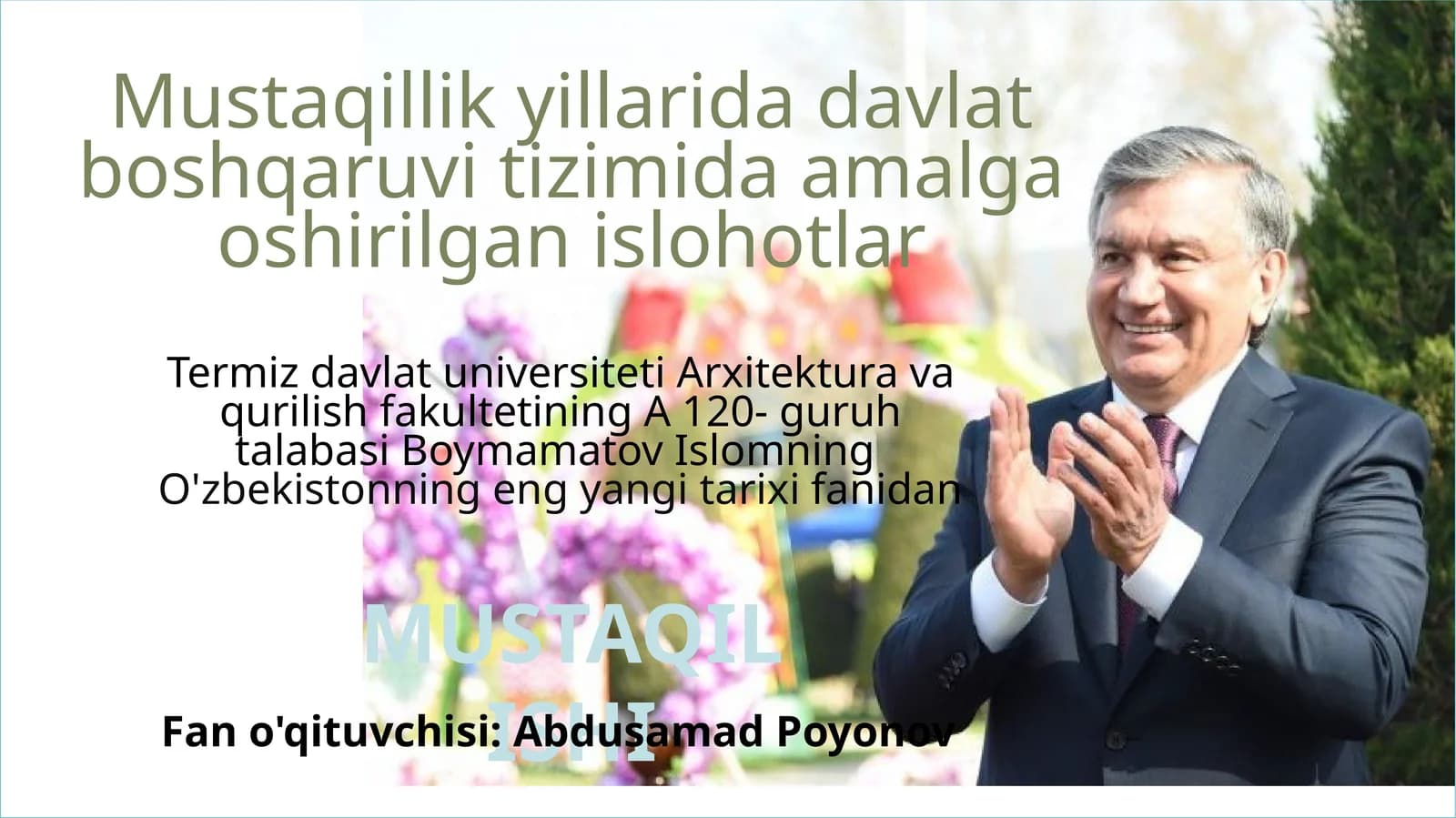 O'zbekistonning eng yangi tarixi fani