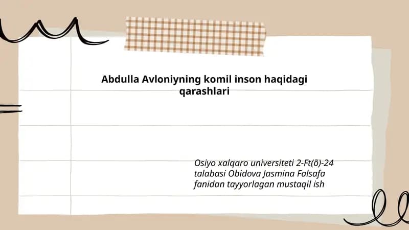 Abdulla Avloniyning komil inson haqidagi qarashlari