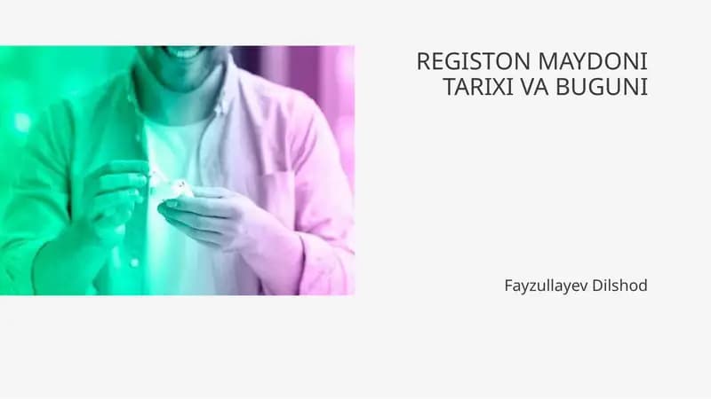 REGISTON MAYDONI TARIXI VA BUGUNI