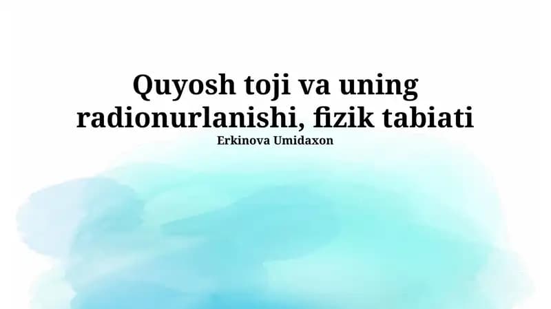 Quyosh Tojining Radio Nurlanishi