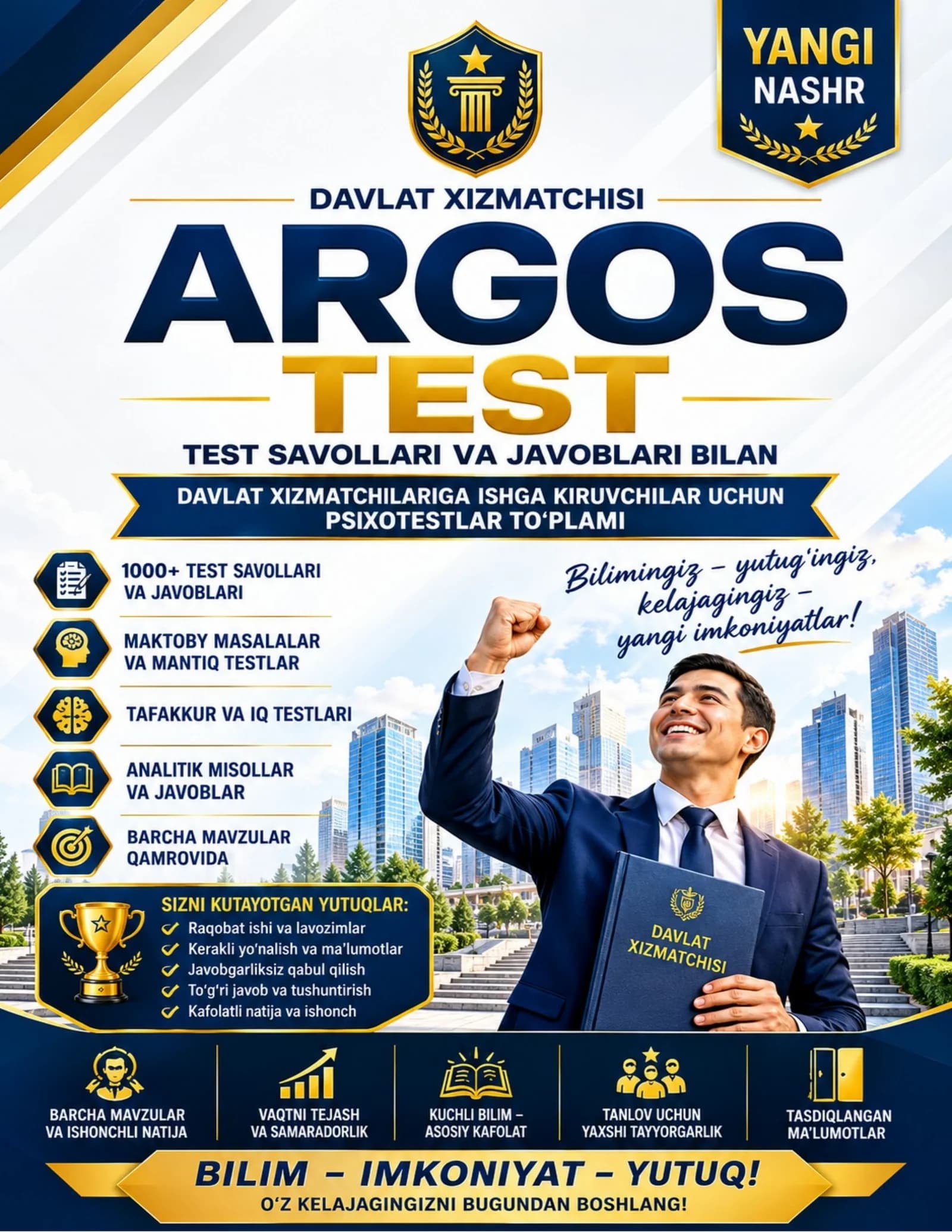 📚 "ARGOS testlari  —  2026 YANGI NASHR  | 1000+ savollar va javoblar"