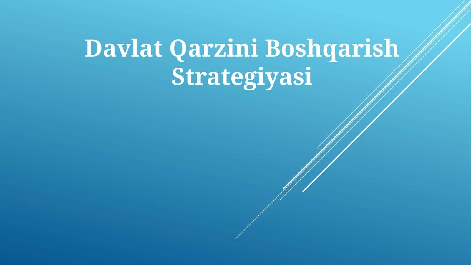 Davlat Qarzini Boshqarish Strategiyasi