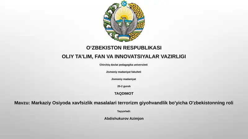 Markaziy Osiyoda xavfsizlik masalalari