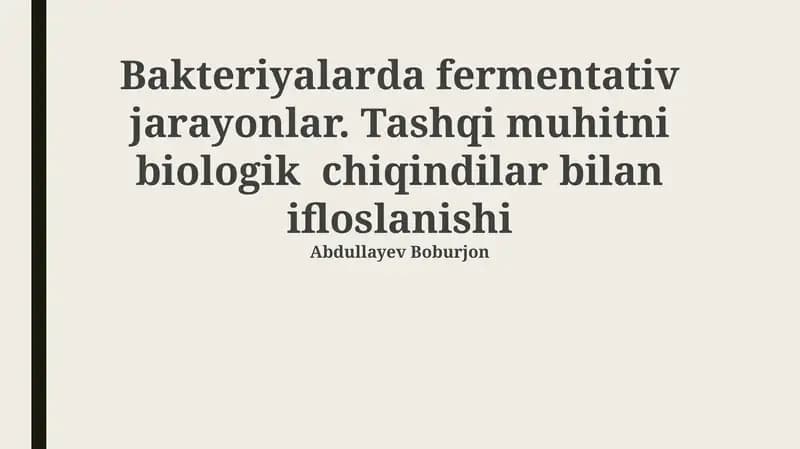 Suvning bakteriyalar bilan ifloslanishi