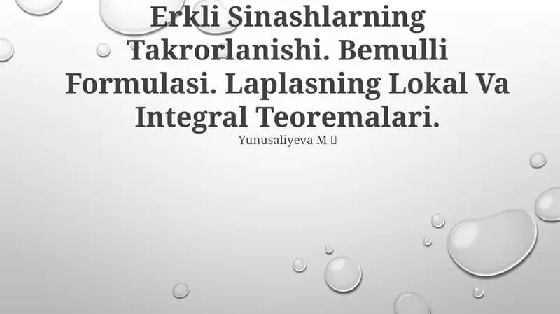 Erkli Sinashlarning Takrorlanishi