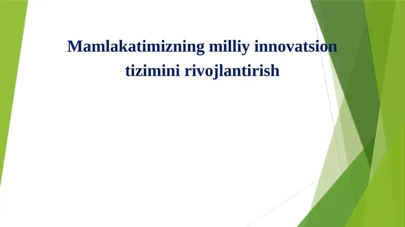 O’zbekiston milliy innovatsion tizimi