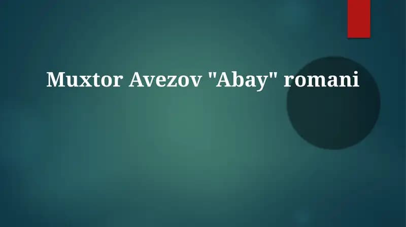 Muxtor Avezov "Abay" romani