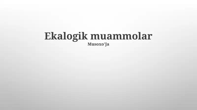 Ekalogik muammolar