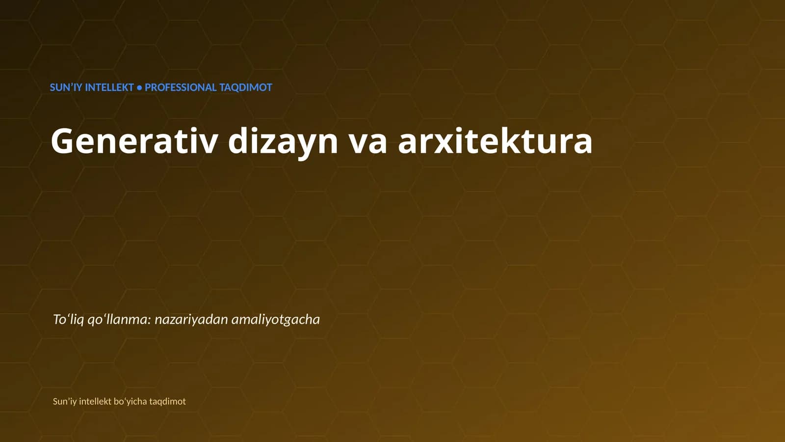 Generativ dizayn va arxitektura