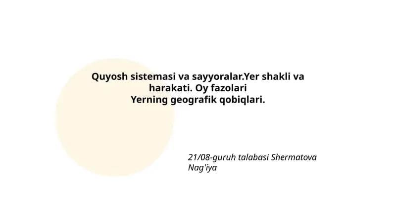 Quyosh va uning asosiy xususiyatlari