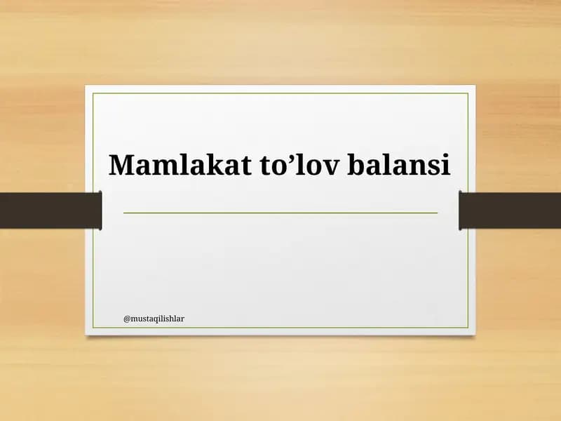 Mamlakat to’lov balansi
