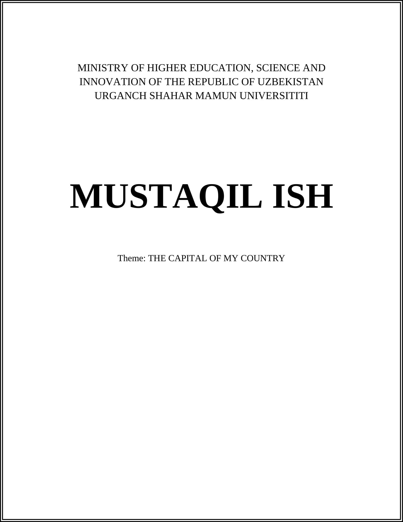 Mavzu: DAVLATIMNING OSMANABAD SHAHARI (MUMTOZ ASARLARI, VAKOLATI, SAN'ATKORLIGI)