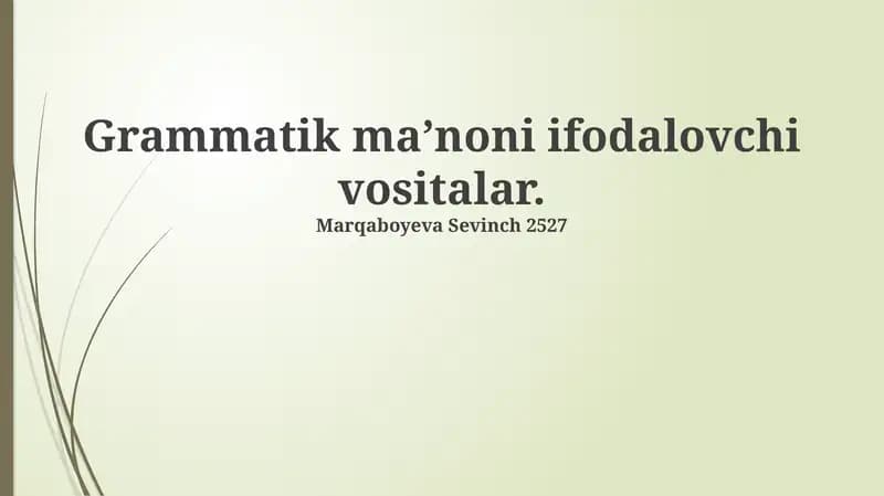 Grammatik ma’noni ifodalovchi vositalar