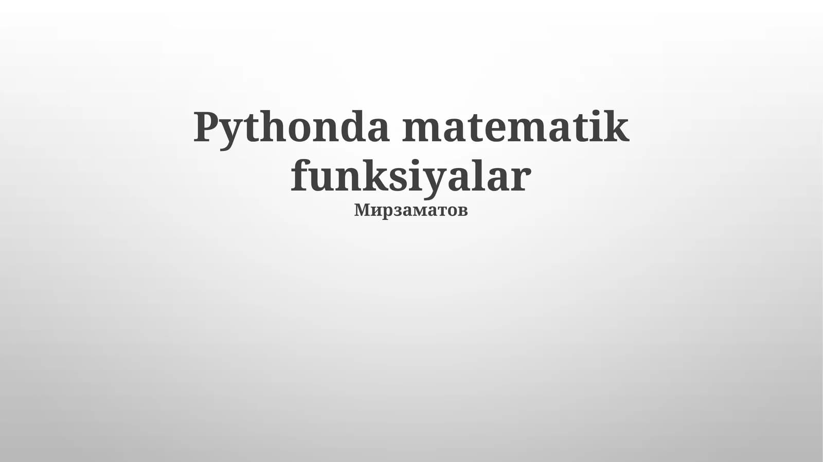 Pythonda matematik funksiyalar