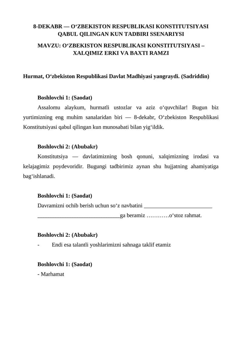 O‘ZBEKISTON RESPUBLIKASI KONSTITUTSIYASI