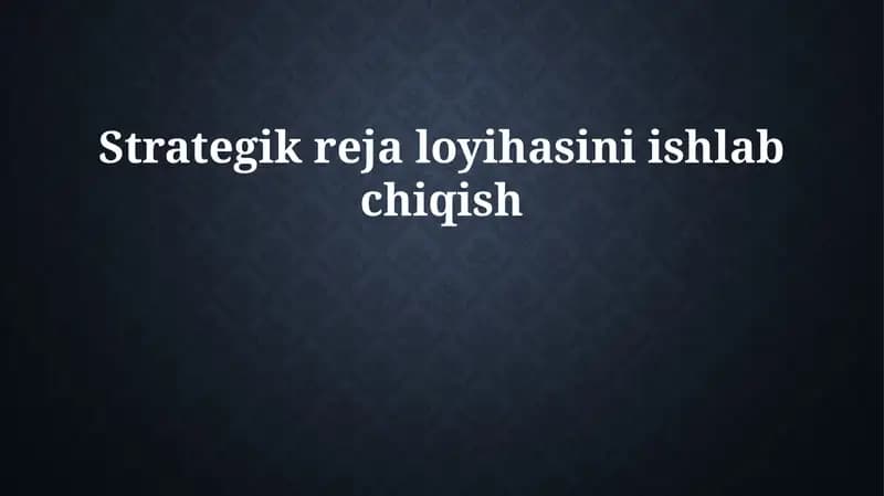Strategik reja loyihasi
