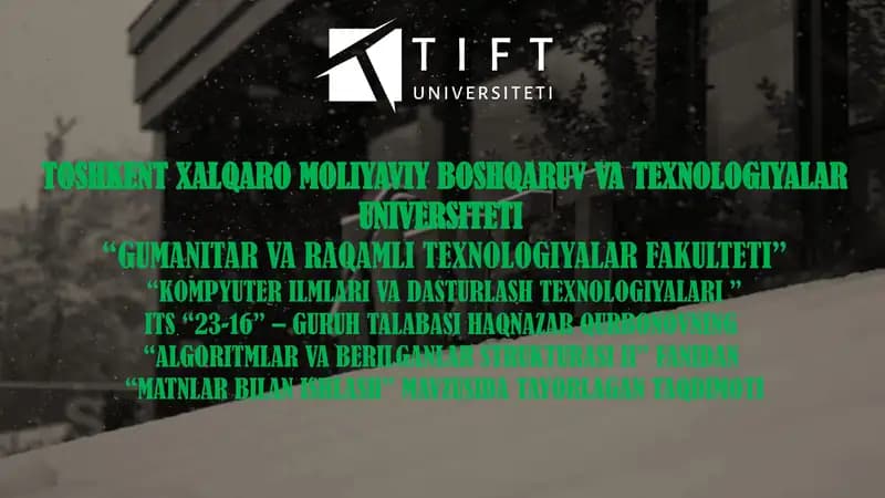Pythonda matnlar bilan ishlash