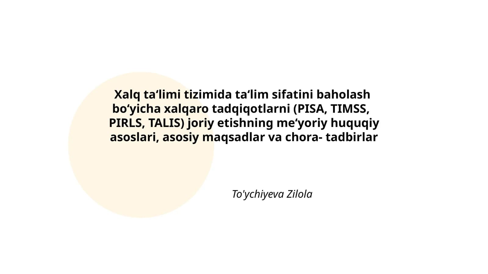 Xalq taʻlimi tizimida taʻlim sifatini baholash