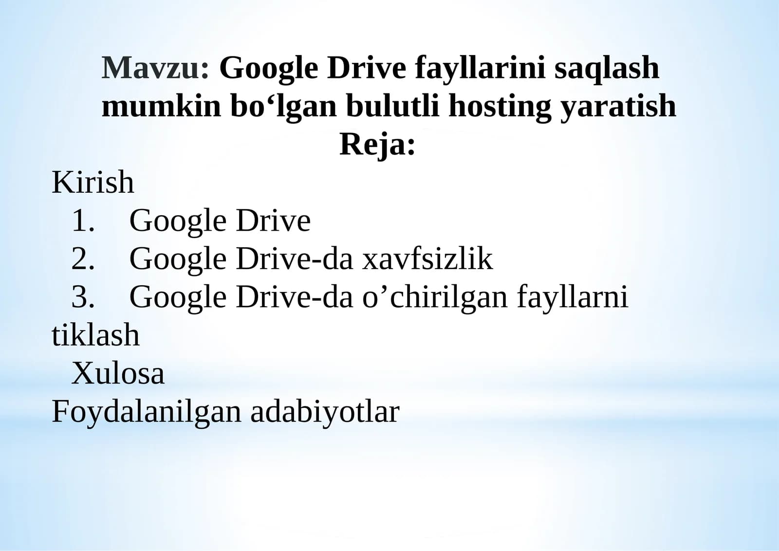 Google Drive fayllarini saqlash mumkin bo‘lgan bulutli hosting yaratish