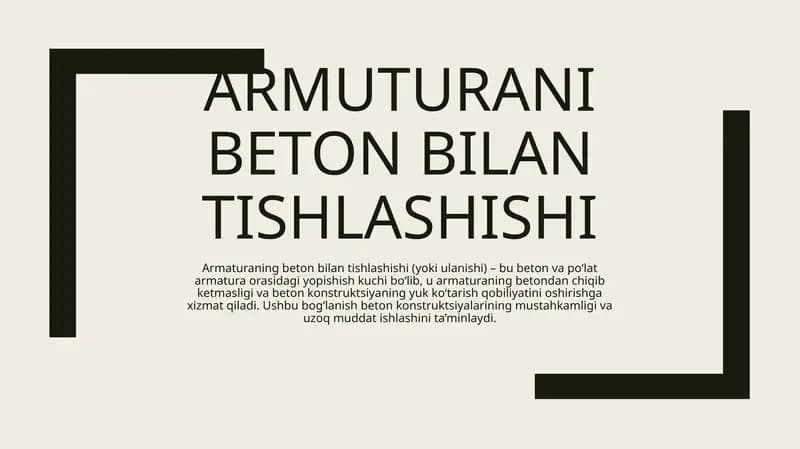 Armuturani beton bilan tishlashishi