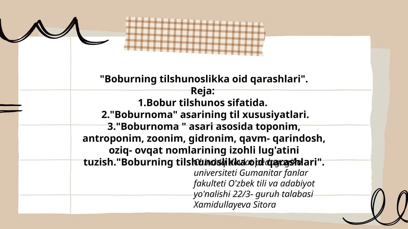 Boburning tilshunoslikka oid qarashlari