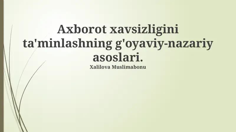 Axborot xavfsizligining tamoyillari