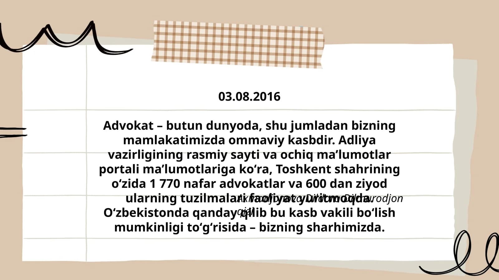 Advokatlik kasbi to'g'risida