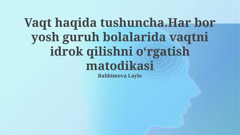 Vaqt haqida tushuncha