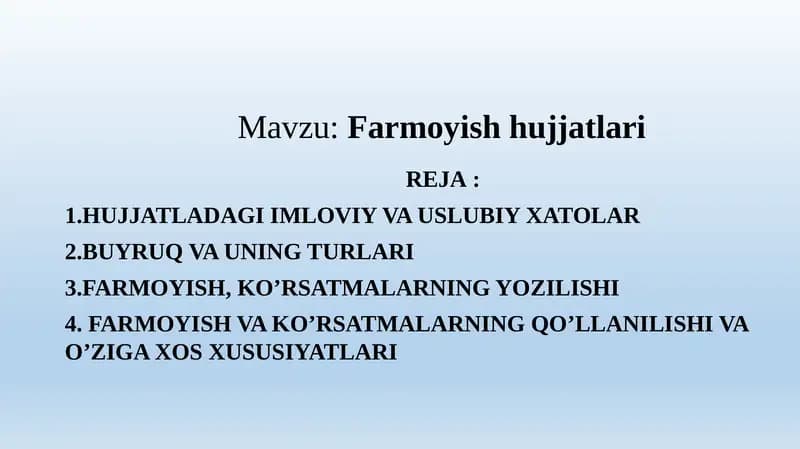 Farmoyish hujjatlari