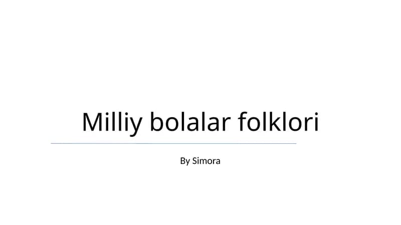 Milliy bolalar folklori