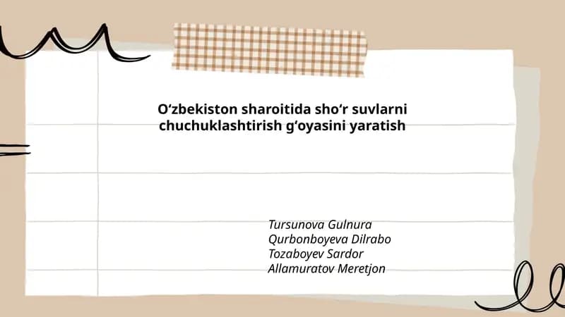 Oʻzbekiston sharoitida shoʻr suvlarni chuchuklashtirish gʻoyasini yaratish