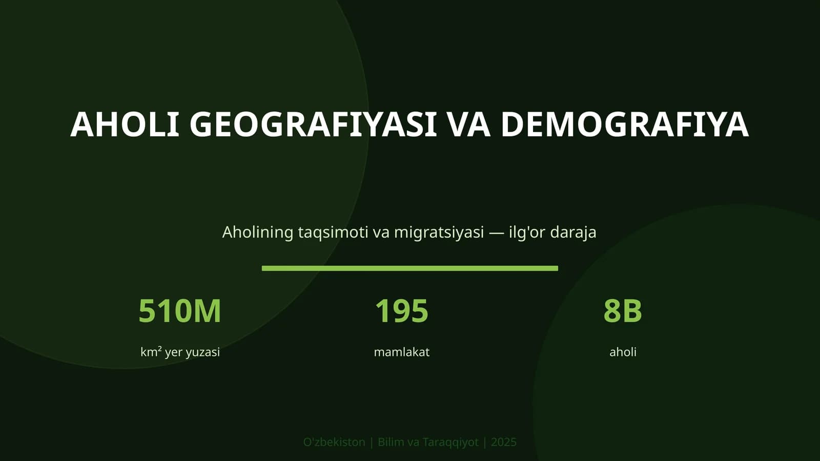 AHOLI GEOGRAFIYASI VA DEMOGRAFIYA