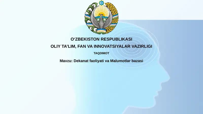 Dekanat faoliyati va Ma'lumotlar bazasi