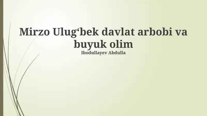 Ulugʻbekning ilmiy yutuqlari
