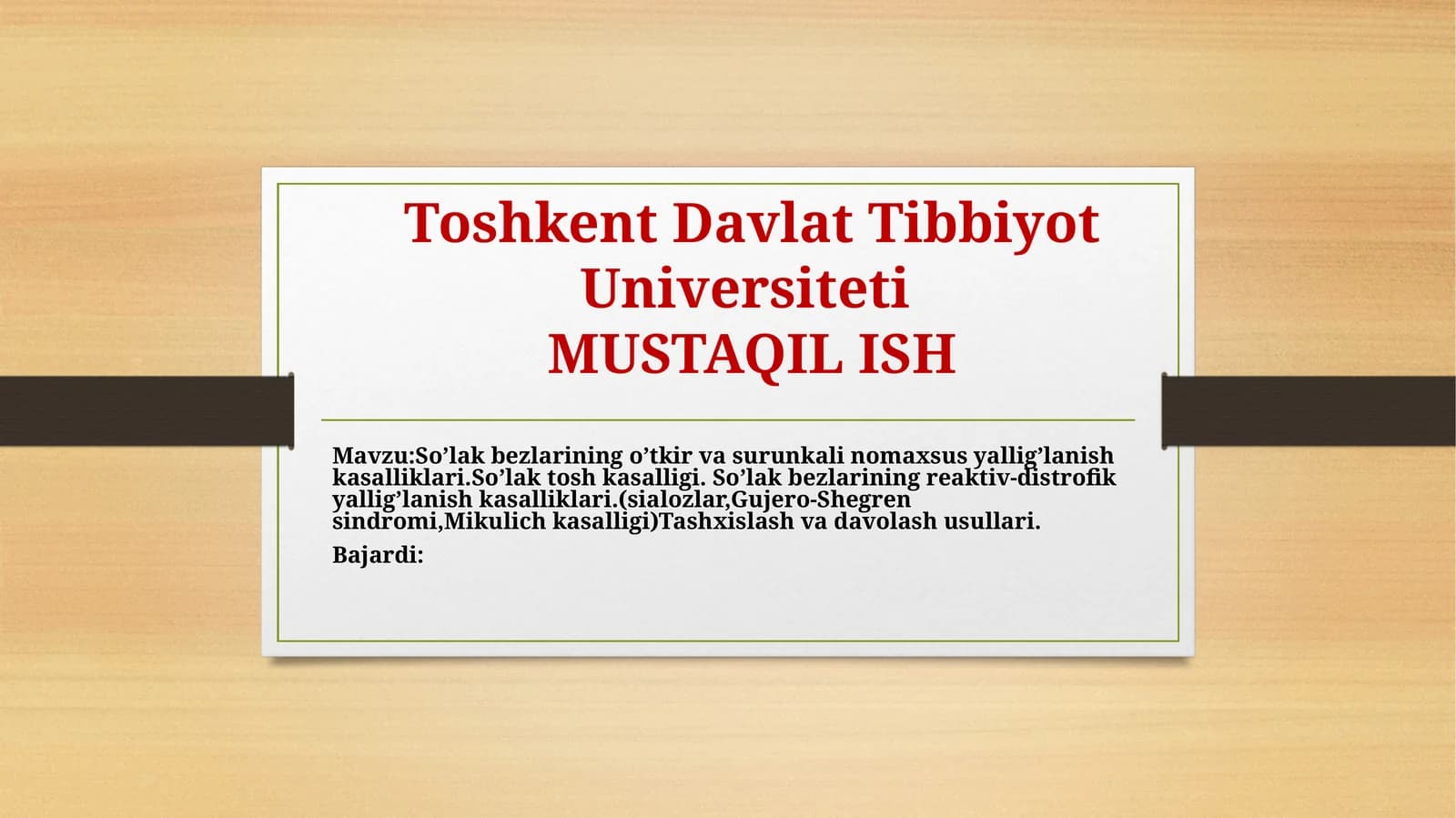 So’lak bezi kasalliklari tashxisi