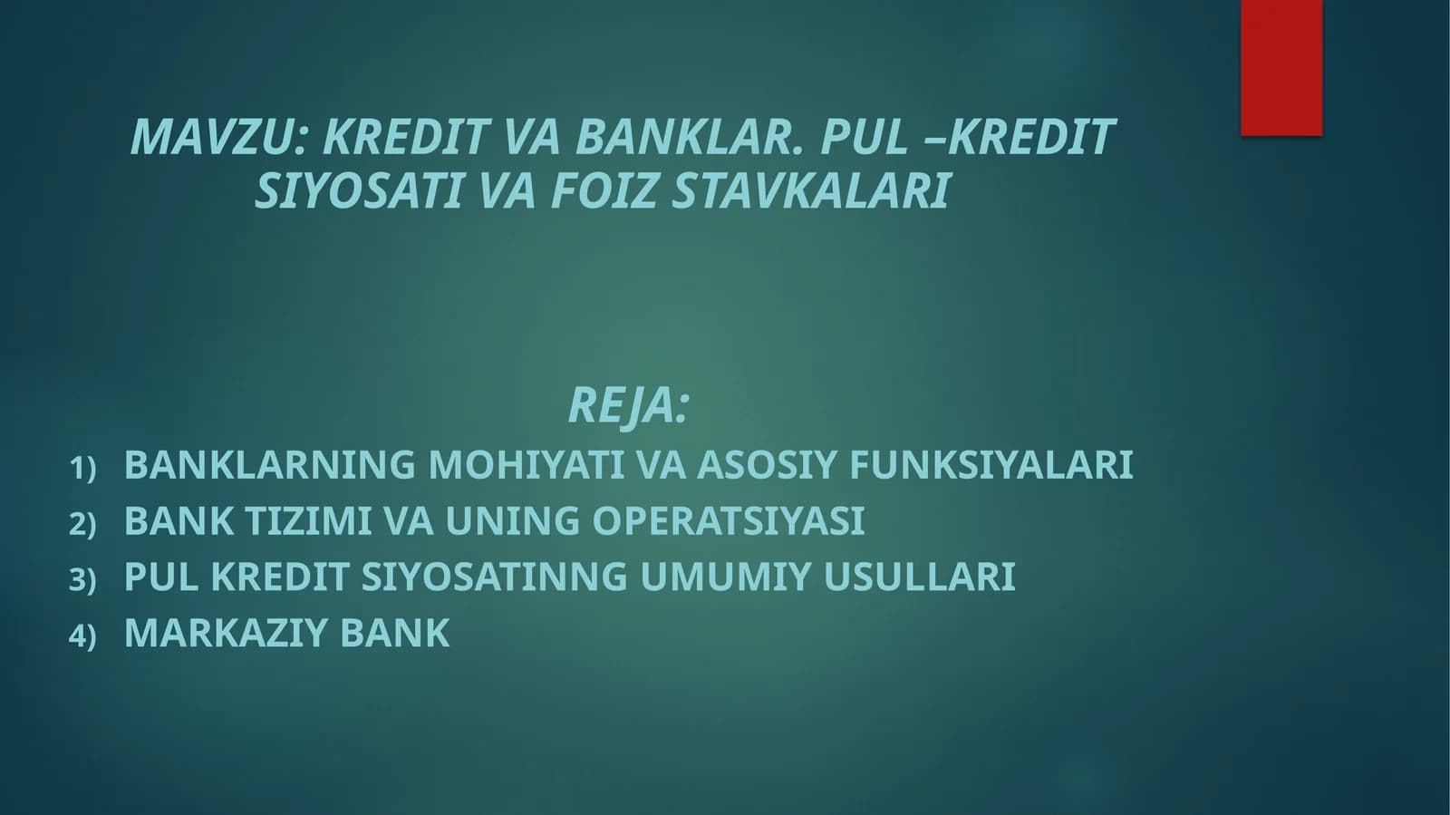 Kredit va Banklar