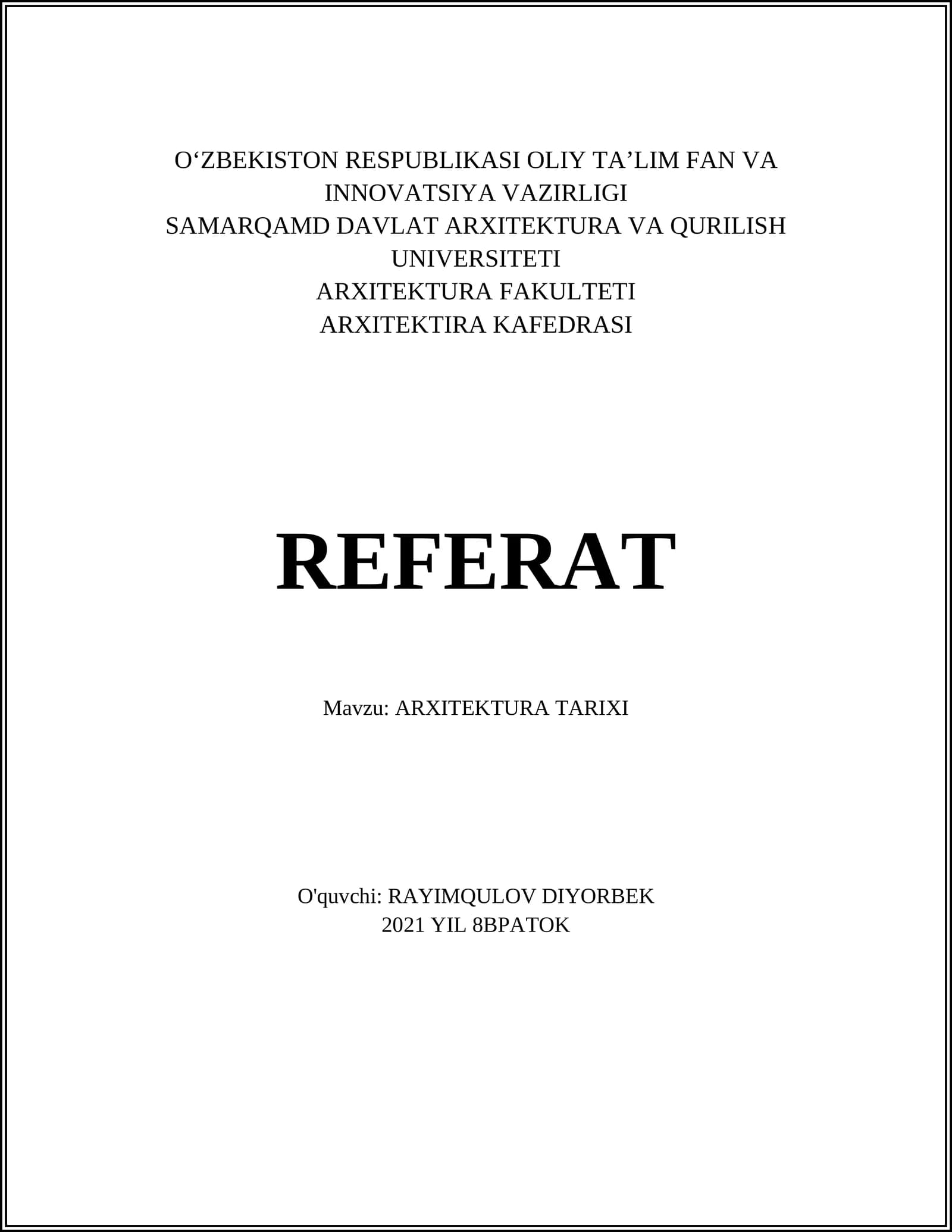 ARXITEKTURA TARIXI